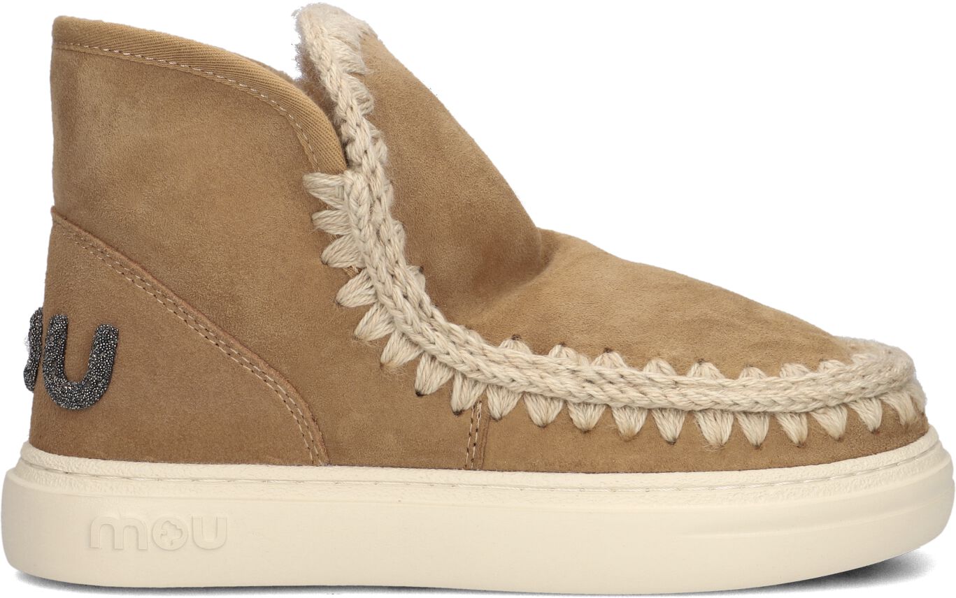 Mou Vachtlaarzen Dames Eskimo Sneaker Bold Glitter Logo, Maat: 37, Materiaal: Suède, Kleur: Cognac