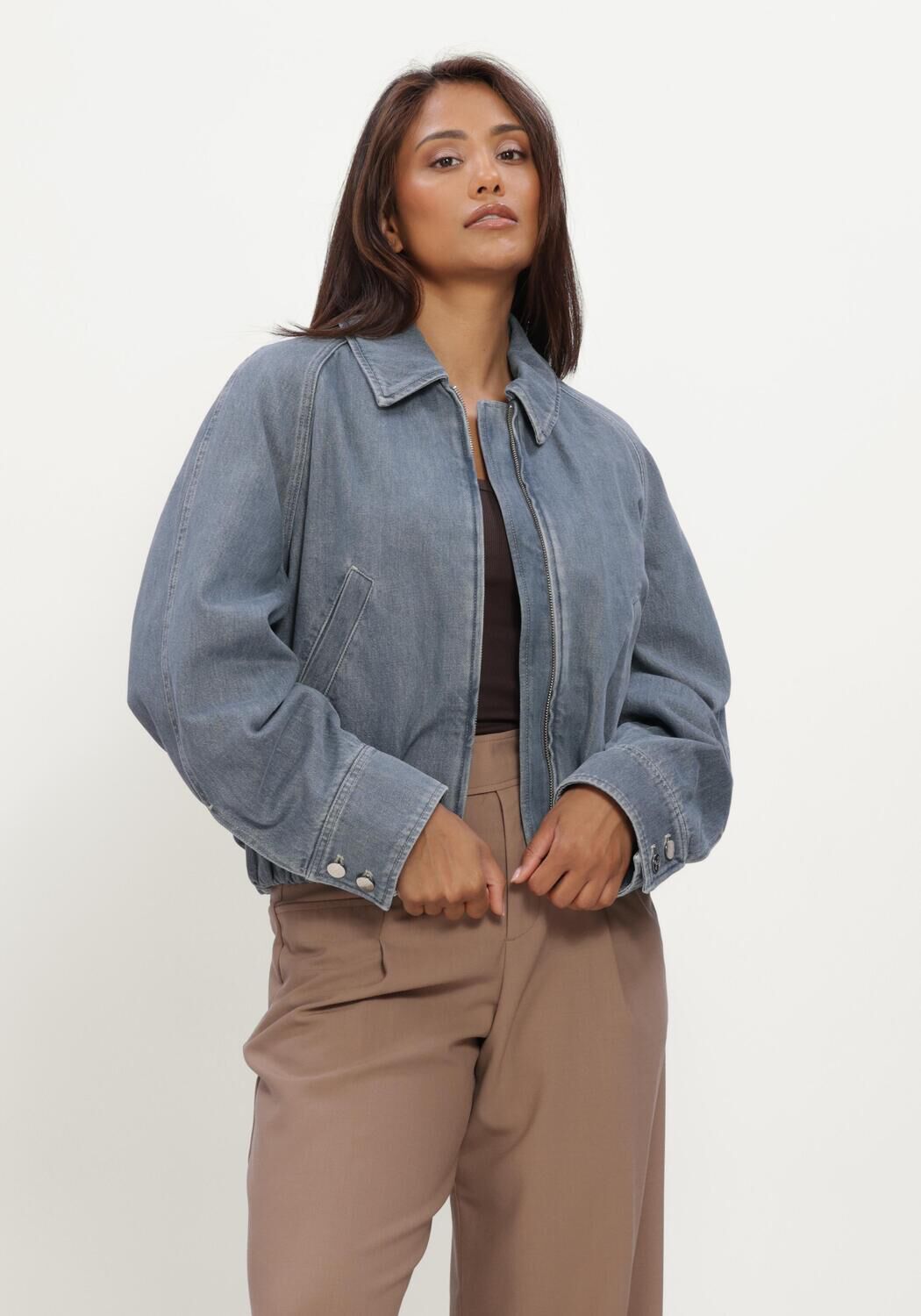 Grijze CLOSED Jassen DENIM RAGLAN BLOUSON - large