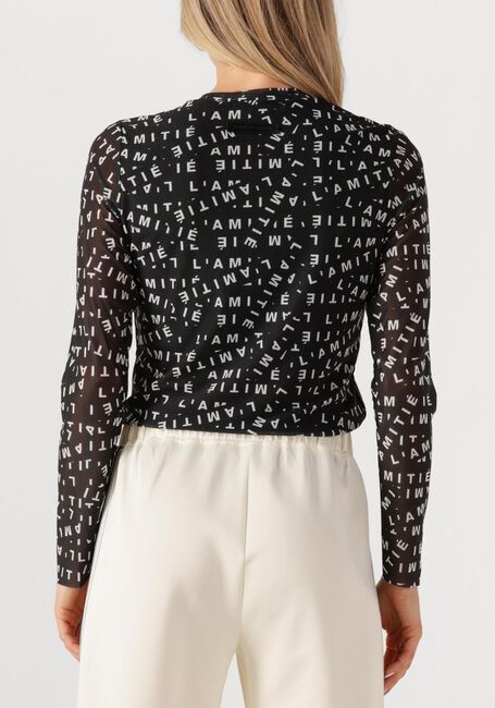 Zwarte HAUTE L'AMITIÉ Top L'AMITIE MESH LS O-NECK - large