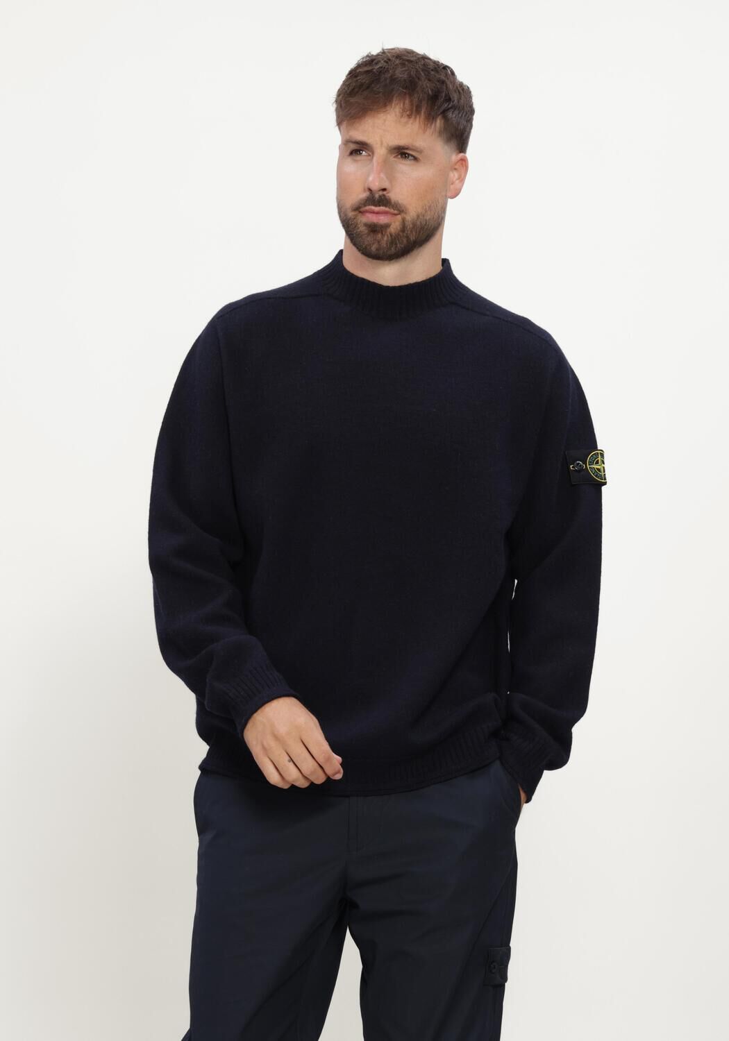 Donkerblauwe STONE ISLAND Trui CREW NECK S0IN1 - large