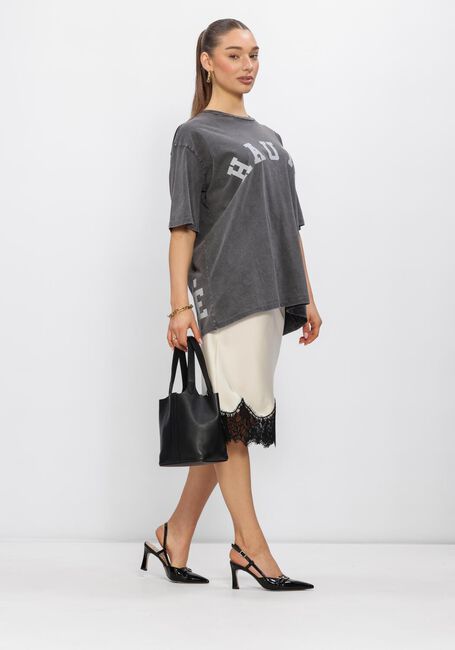 Donkergrijze HAUTE L'AMITI&Eacute; T-shirt NOMA ACID CURVE LOGO TEE - large