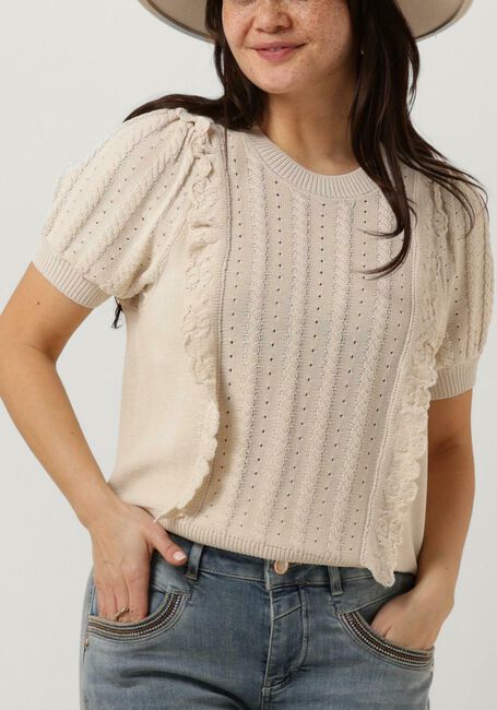 Witte SUMMUM Trui SHORT SLEEVE SWEATER VISCOSE POLYAMIDE KNIT - large