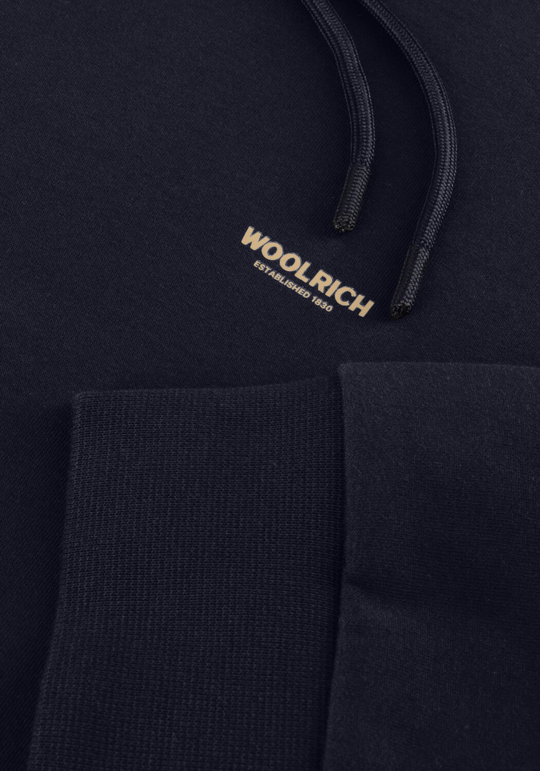 Donkerblauwe WOOLRICH Trui LOGO INTERLOCK HOODIE - large
