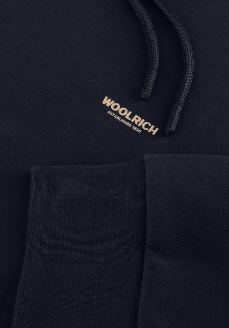 Donkerblauwe WOOLRICH Trui LOGO INTERLOCK HOODIE - large