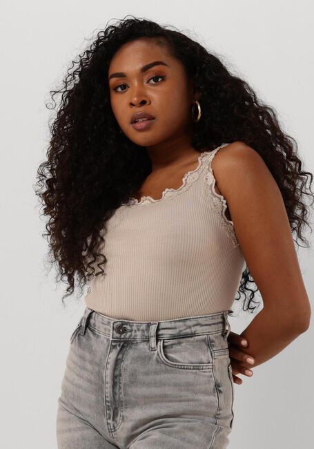 Beige ROSEMUNDE Top SILK TOP W/ LACE - large