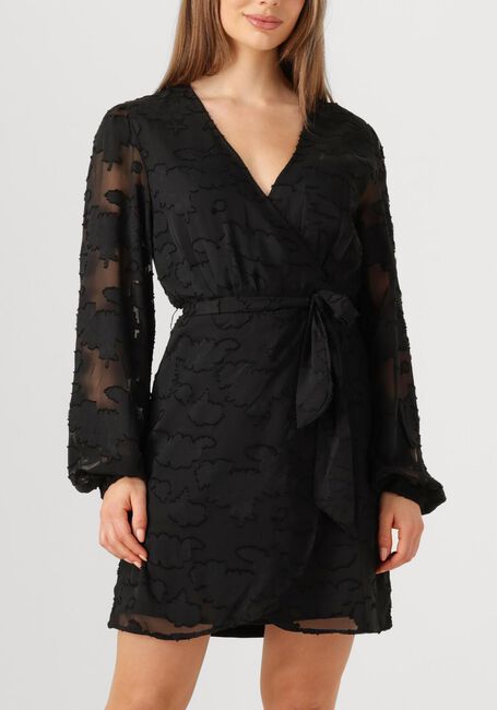 Zwarte AAIKO Mini jurk ELOISE CHIFFON FLOWER PES 509 - large