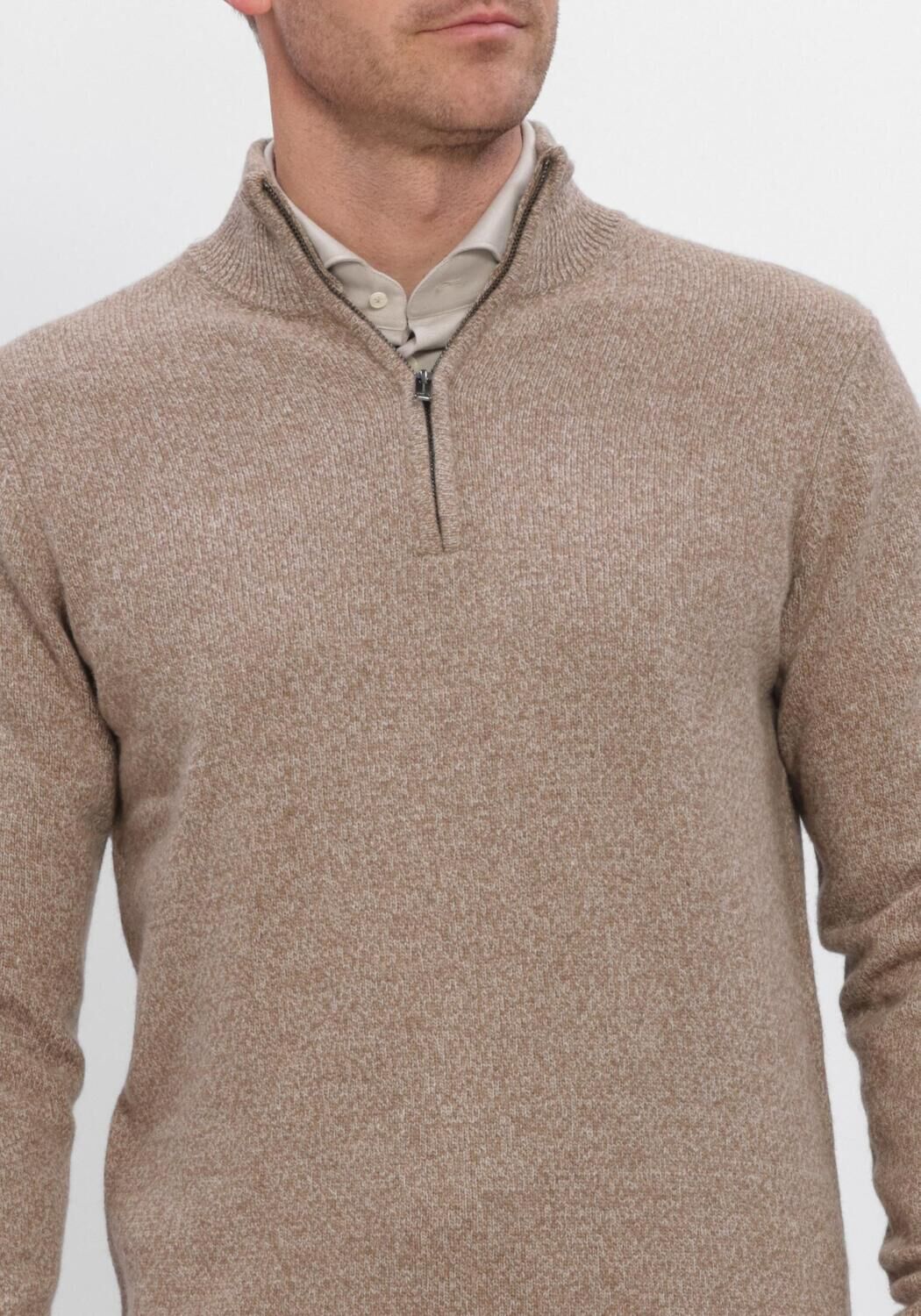 Beige PROFUOMO Trui PULLOVER HALF ZIP 80/20 - large