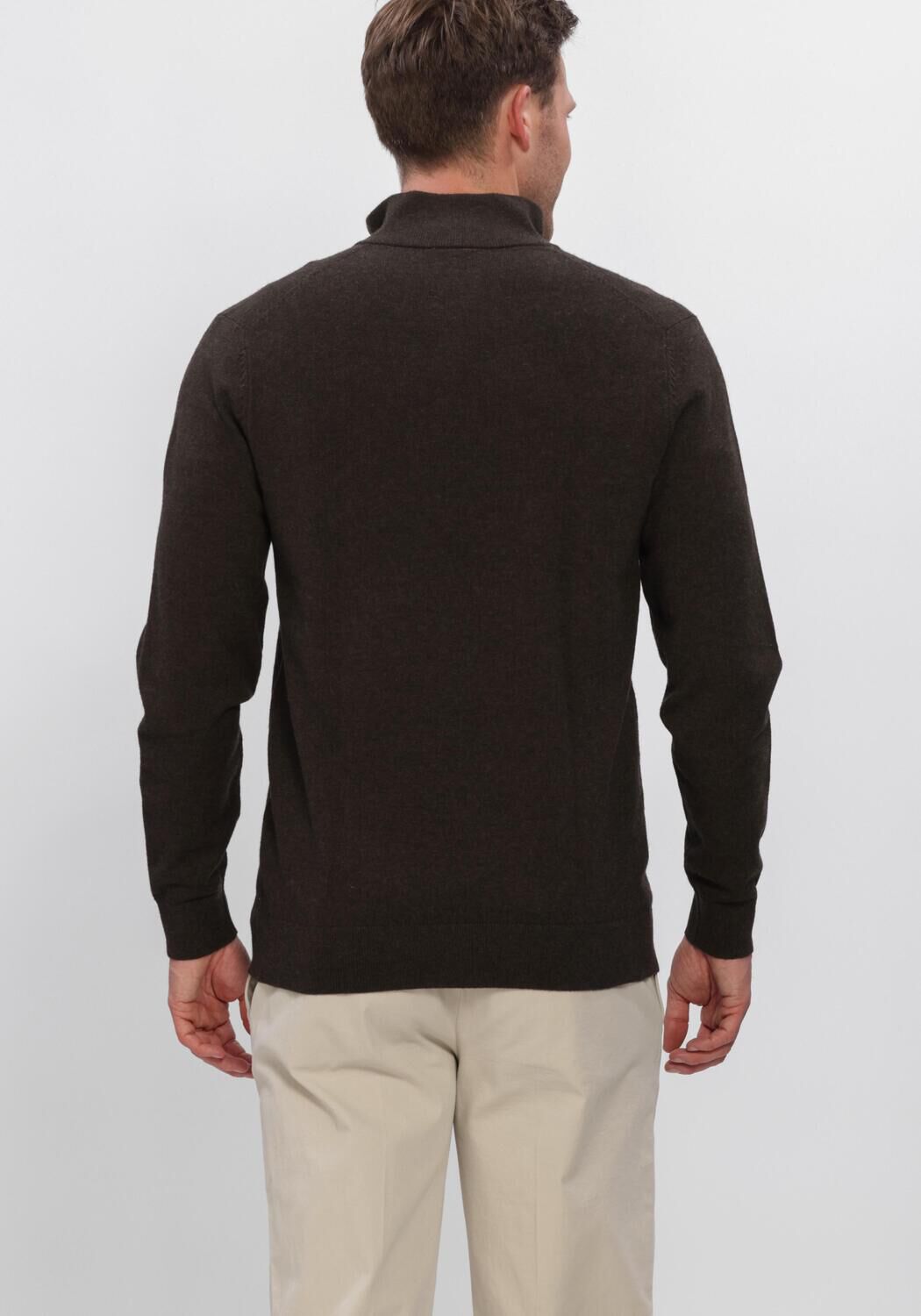 Bruine PROFUOMO Trui PULLOVER HALF ZIP NEW WOOL BLEND - large