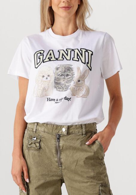Witte GANNI T-shirt T4237 - large
