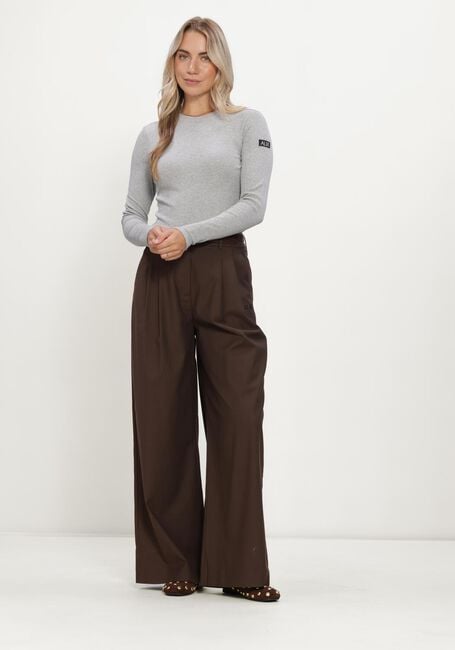Grijze ALIX THE LABEL Tops & T-shirts LADIES KNITTED RIB LONGSLEEVE T-SHIRT - large