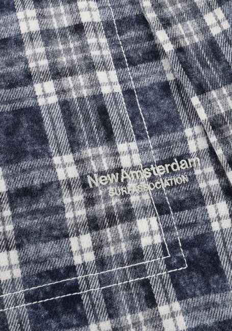 Blauwe NEW AMSTERDAM SURF ASSOCIATION Casual overhemd WIJK SHIRT SHORT SLEEVES BLEACHES CHECK - large