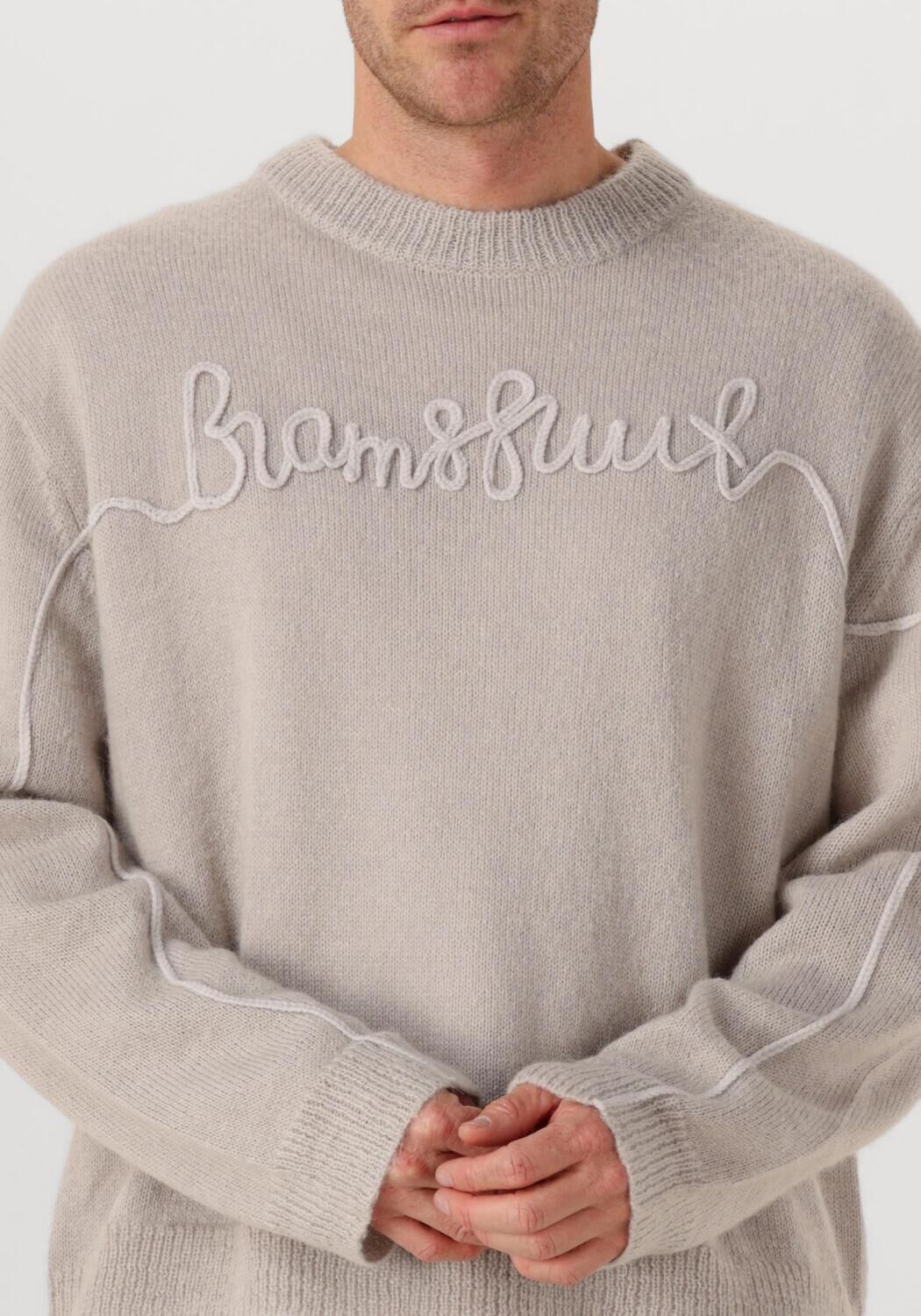 Beige BRAM'S FRUIT Trui GARDEN HOSE KNIT CREWNECK - large