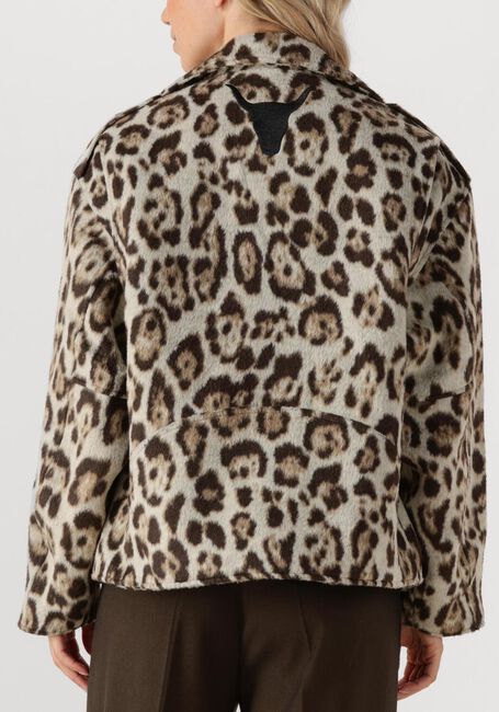 Beige ALIX THE LABEL Jack LADIES WOVEN JAQUAR BIKER JACKET - large