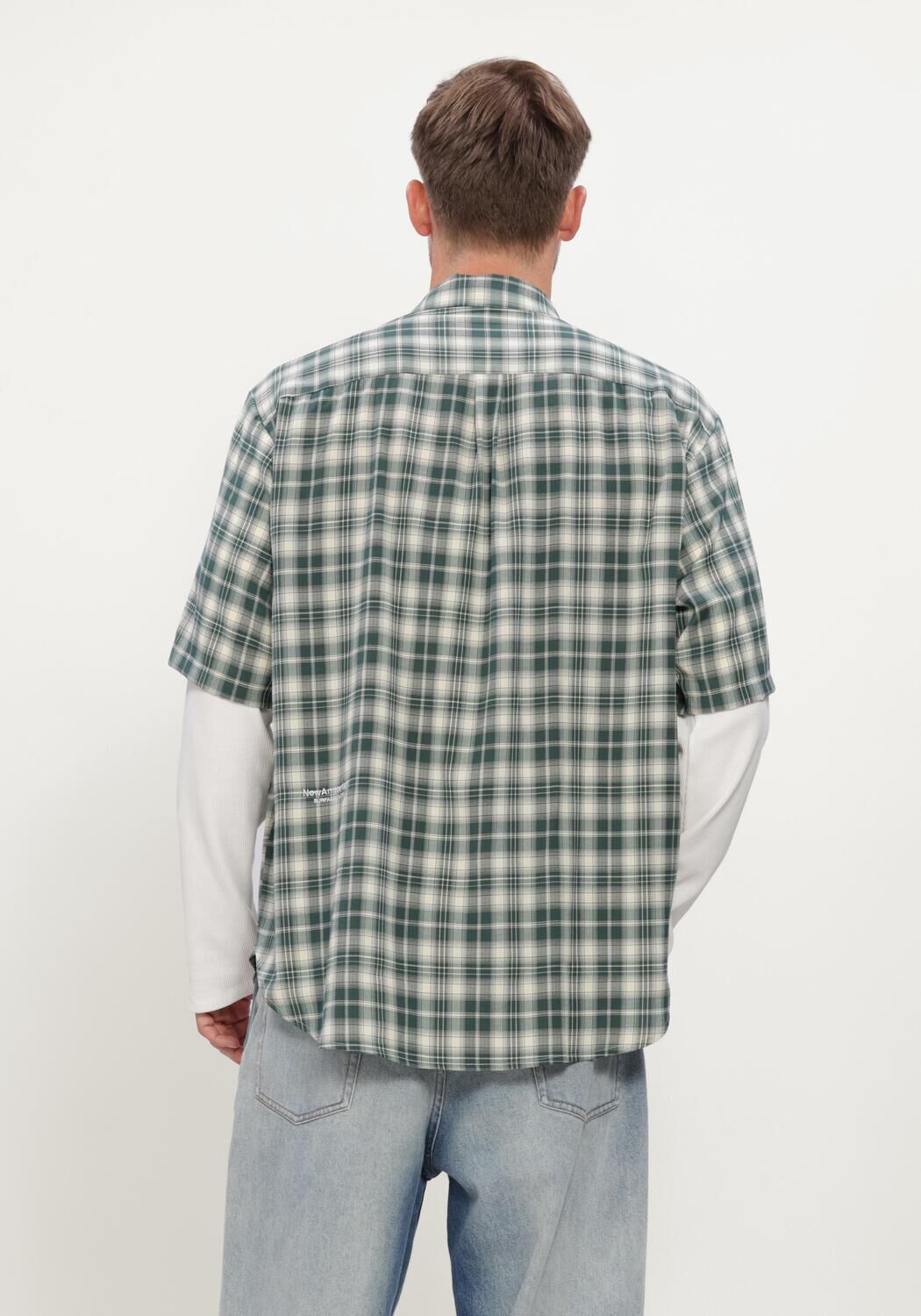 Groene NEW AMSTERDAM SURF ASSOCIATION Casual overhemd DOUBLE LAYER SHIRT - large