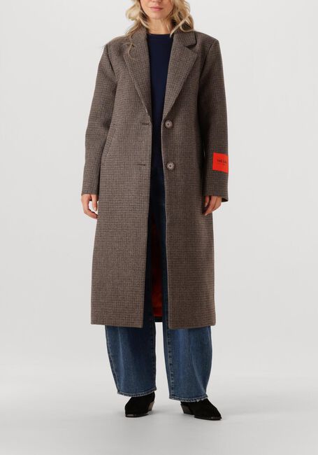 Bruine ALIX THE LABEL Mantel LADIES WOVEN CHECKED COAT - large
