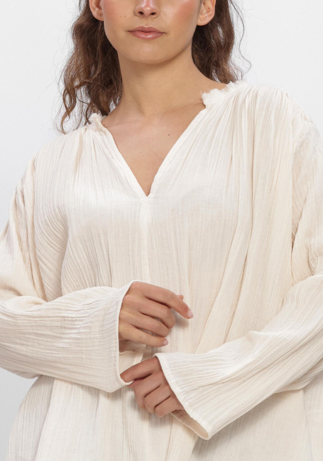 Ecru SEA ME HAPPY Top SENCHA BLOISE WRINKLED COTTON - large