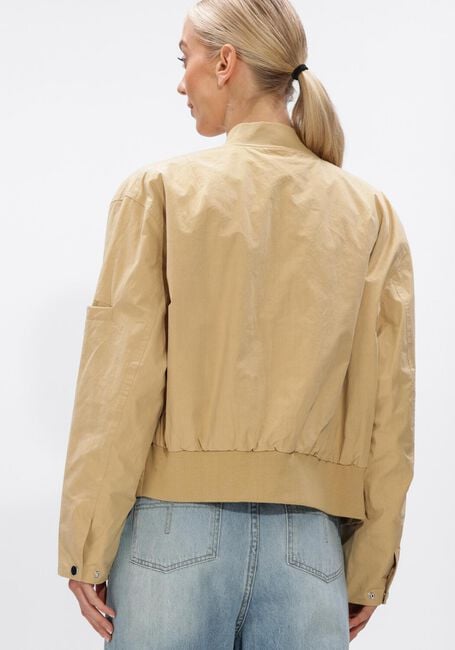 Beige OLAF HUSSEIN Jack RETRO LOGO BOMBER JACKET - large