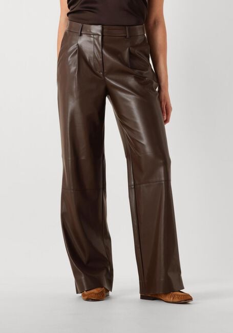 Bruine DANTE6 Wijde broek JULES FAUX LEATHER PANTS - large