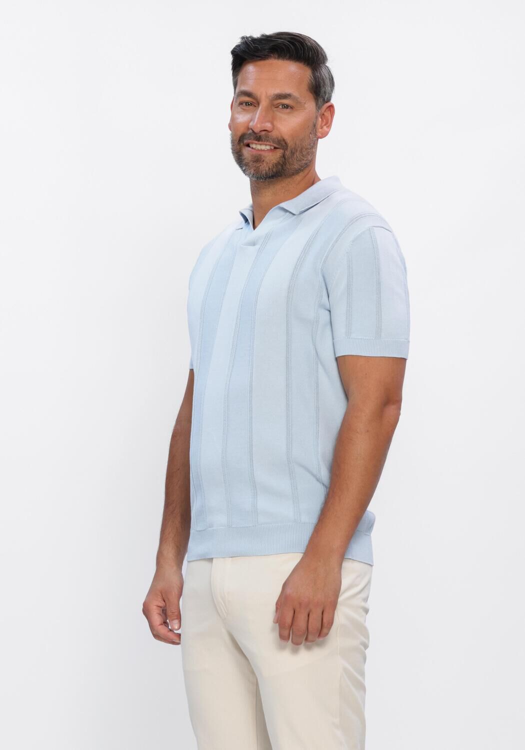 Gentiluomo Polo Heren Polo No Buttons Ss, Maat: L, Kleur: Lichtblauw afbeelding 1