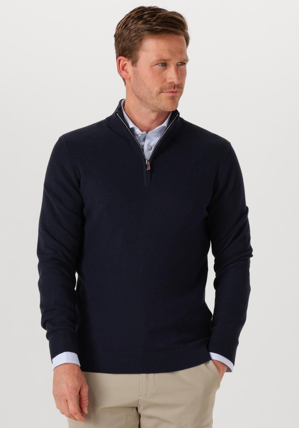 Profuomo Trui Heren Structure, Maat: M, Kleur: Donkerblauw afbeelding 1
