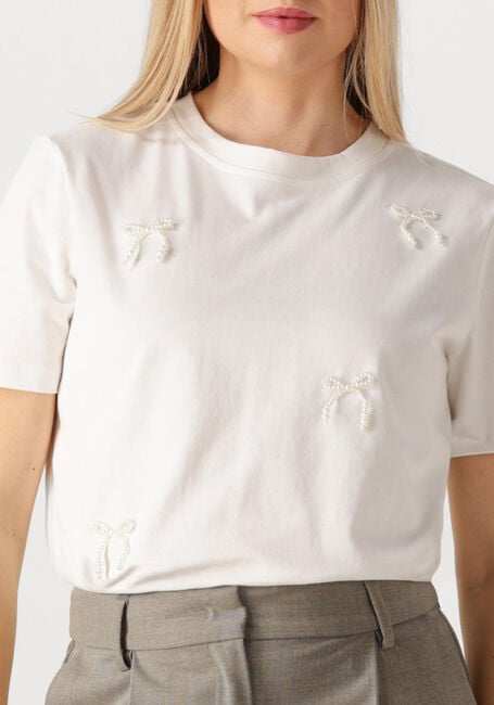 Gebroken wit HAUTE L'AMITI&Eacute; T-shirt PEARL BOW TEE - large
