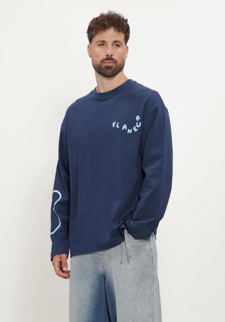 Donkerblauwe FLANEUR T-shirt BLOSSOM LONG SLEEVE - large