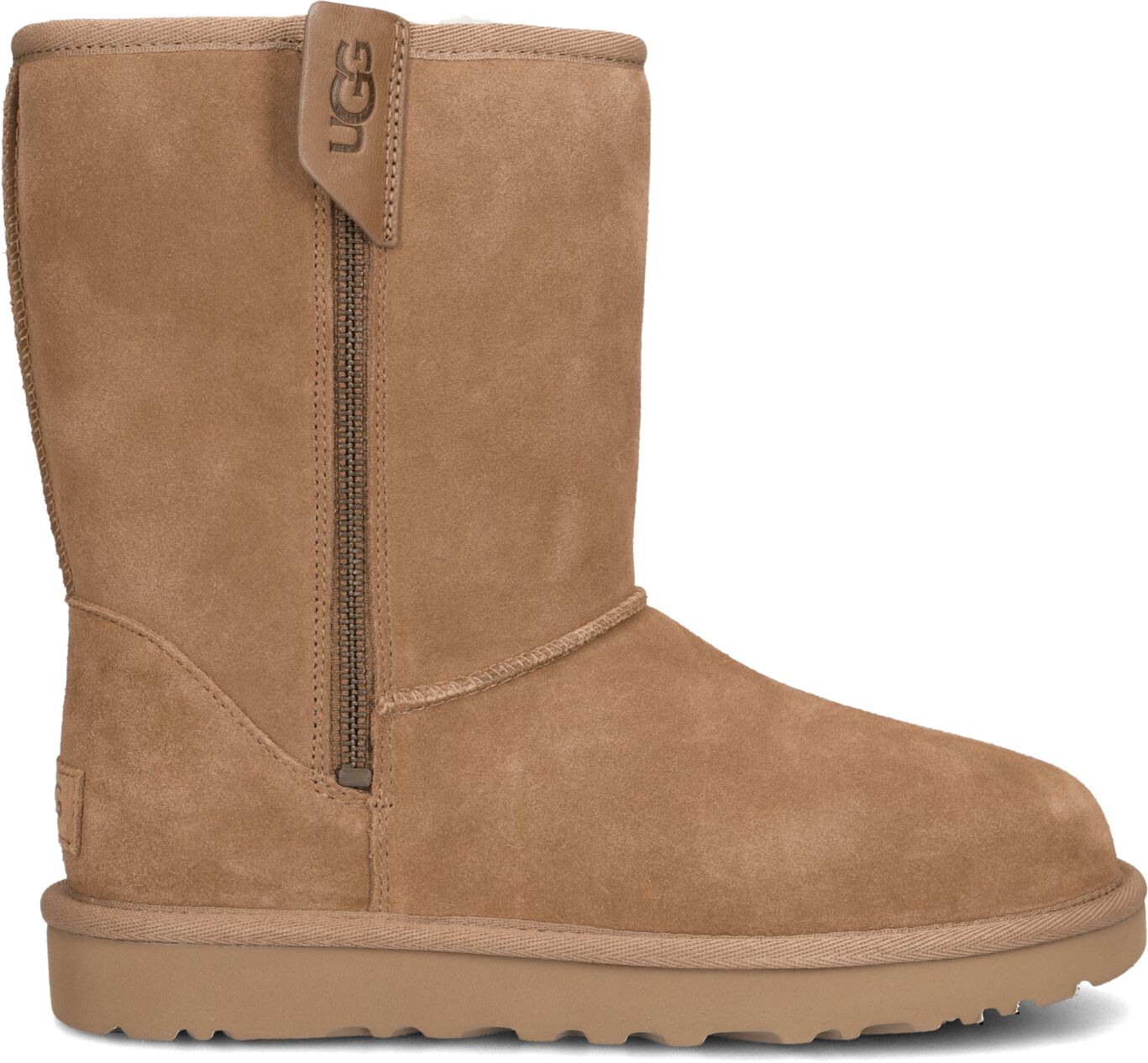 UGG Vachtlaarzen Dames Classic Short Bailey Laars Met Zip, Maat: 42, Materiaal: Suède, Kleur: Cognac