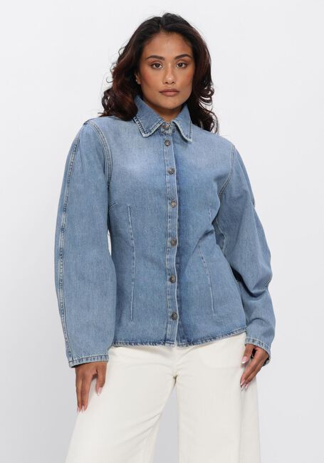 Lichtblauwe ROTATE Blouses DENIM FITTED SHIRT - large