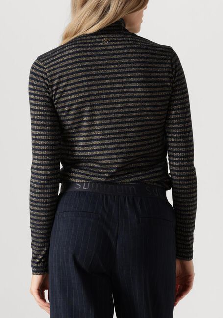 Blauwe SUMMUM Longsleeves TURTLE NECK TOP LUREX RIB STRIPE - large