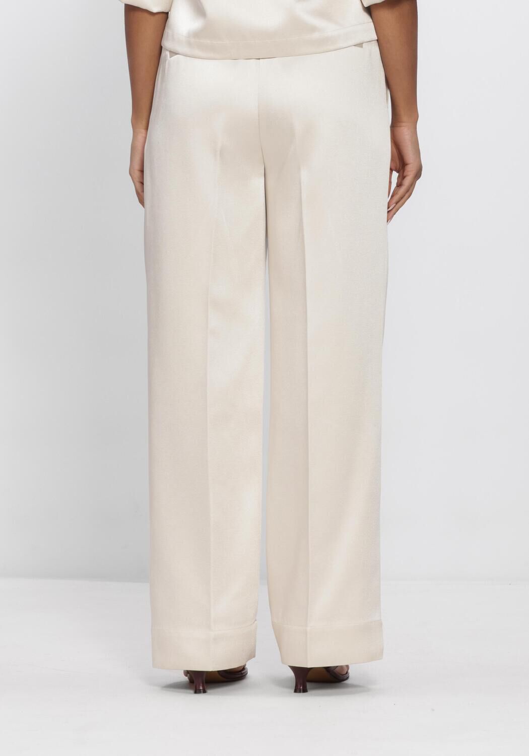 Beige SECOND FEMALE Wijde broek PERLLA TROUSERS - large