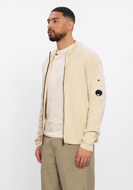 Beige CP COMPANY Vest COTTON SEA ISLAND ZIPPED LENS CARDIGAN - large