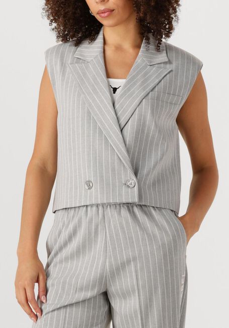 Lichtgrijze ALIX THE LABEL Gilet LADIES WOVEN PINSTRIPE WAISTCOAT - large
