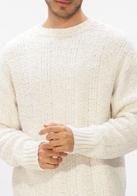 Witte OLAF HUSSEIN Trui TEXTURED BOXY KNITTED CREWNECK - large