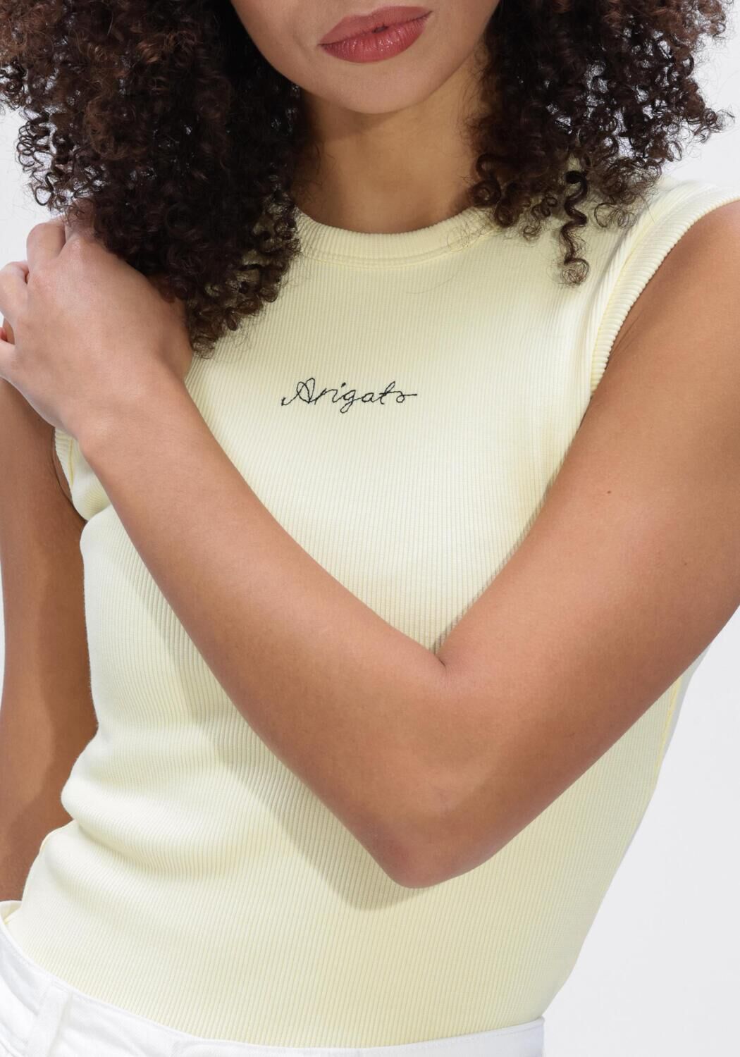 Butter yellow AXEL ARIGATO Top SCOOP RIBBED TANK - large