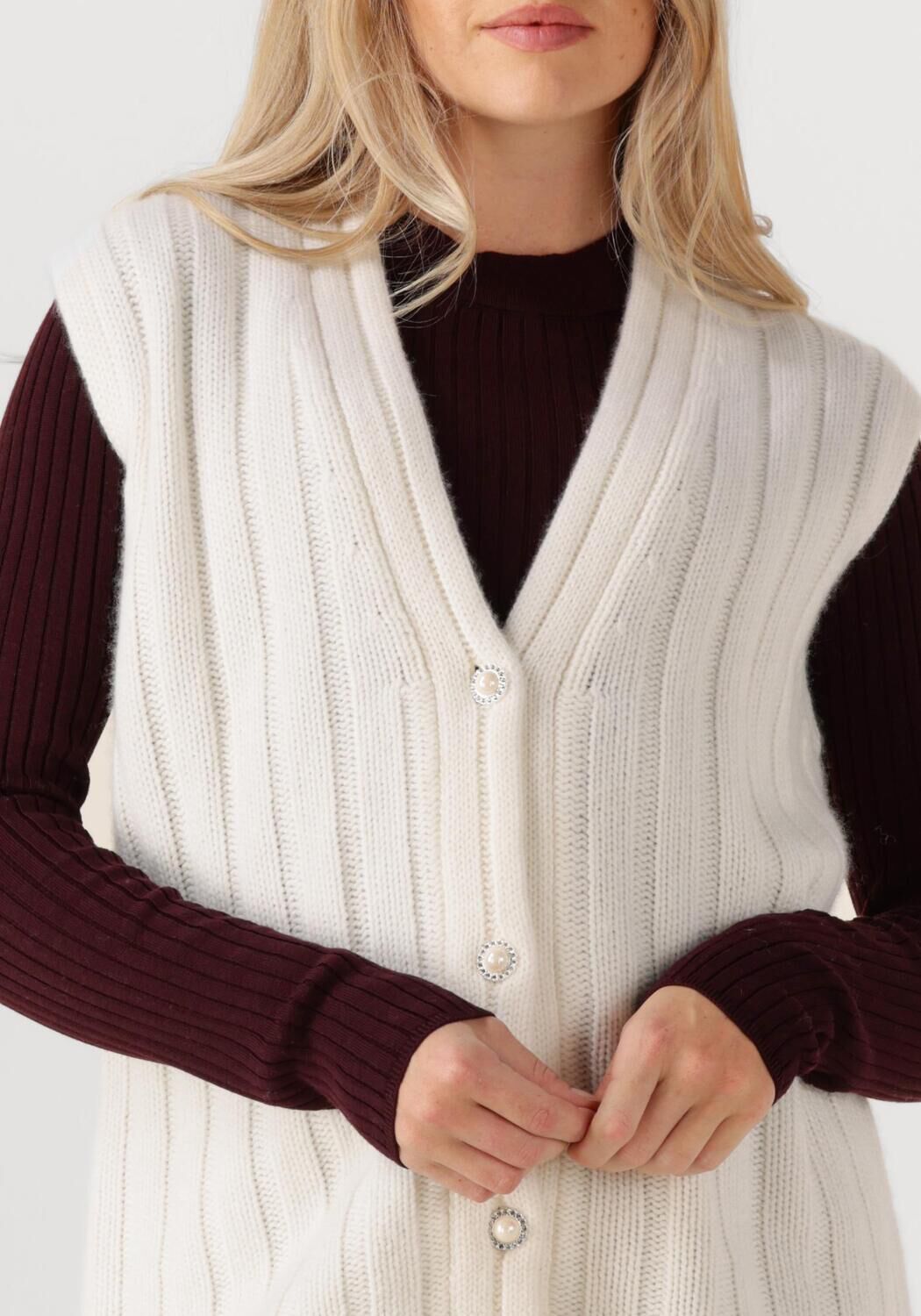 Gebroken wit SEA ME HAPPY Vest GRACE VEST CASHMERE - large