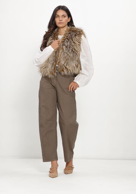 Khaki LUISA CERANO Wijde broek BARRELLEG-COLOUR-DENIM - large