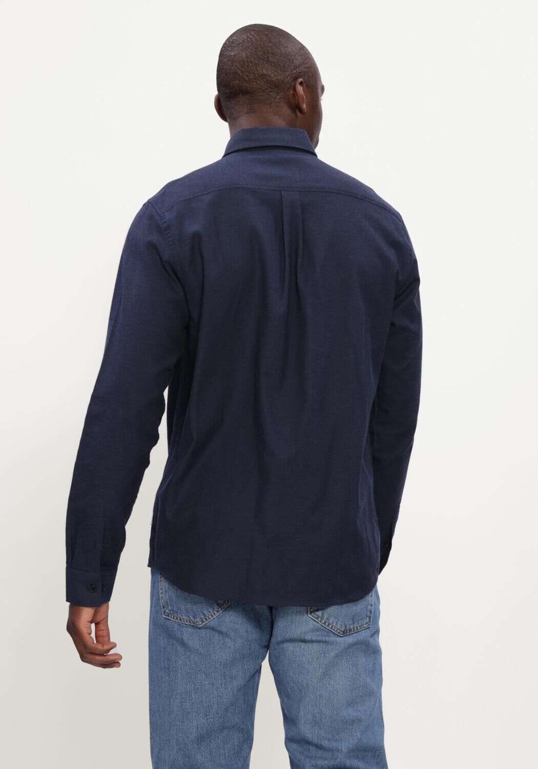 Donkerblauwe LES DEUX Klassiek overhemd SOFT FLANNEL SHIRT - large