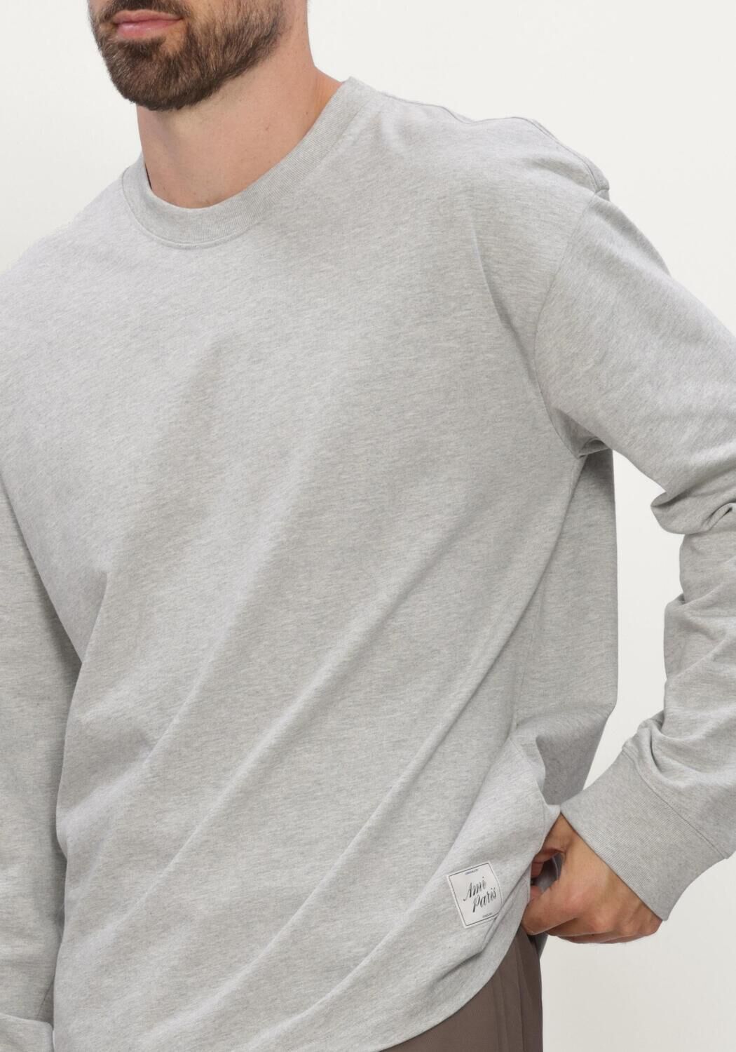 Grijze AMI PARIS T-shirt LONGSLEEVES TSHIRT WITH HERITAGE AMI PARIS LABEL - large