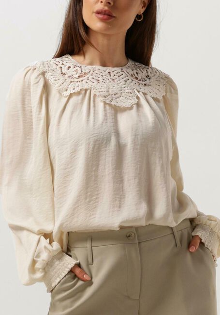 Gebroken wit SUMMUM Blouses TOP DRAPY SATIN - large