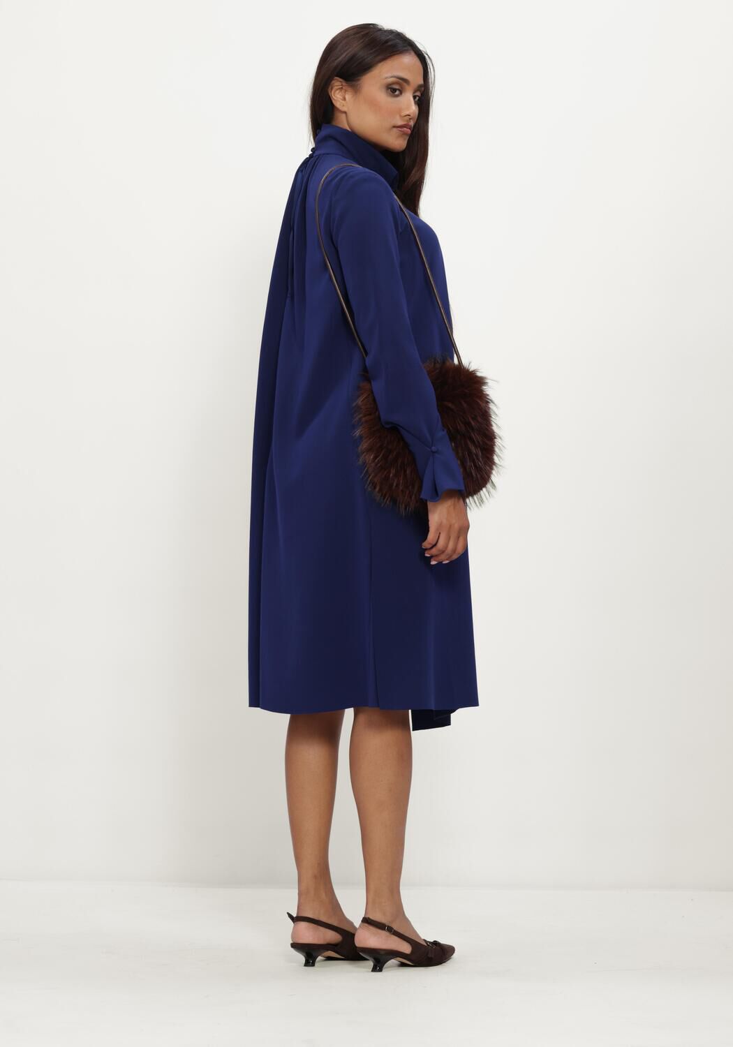 Donkerblauwe DOROTHEE SCHUMACHER Midi jurk STATEMENT DRAPE DRESS - large