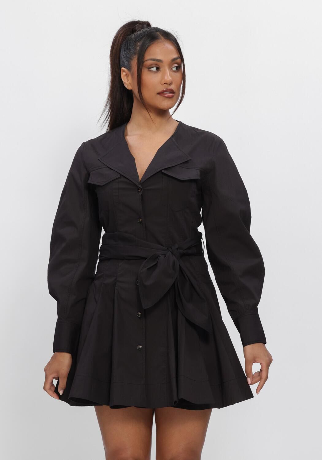 Zwarte GANNI Mini jurk MINI SHIRT DRESS - large