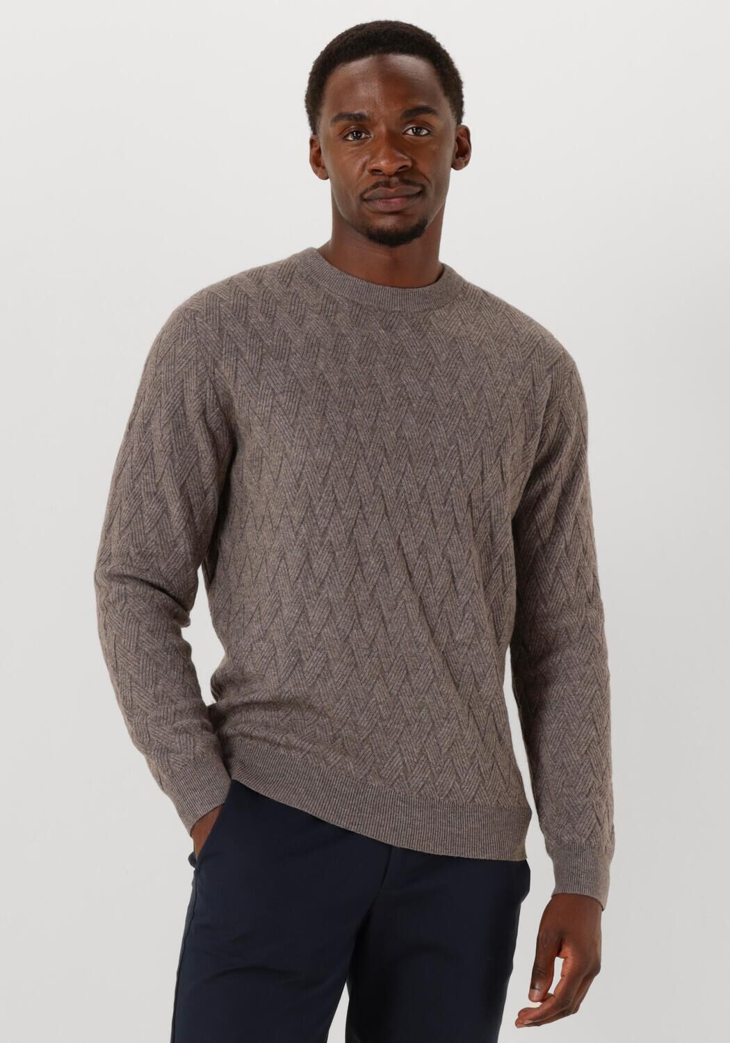 Gentiluomo Trui Heren Round Ls, Maat: L, Kleur: Taupe afbeelding