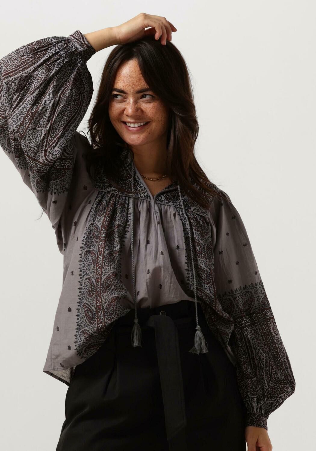 Antik Batik Blouse Dames Hida Blouse, Maat: M, Kleur: Blauw