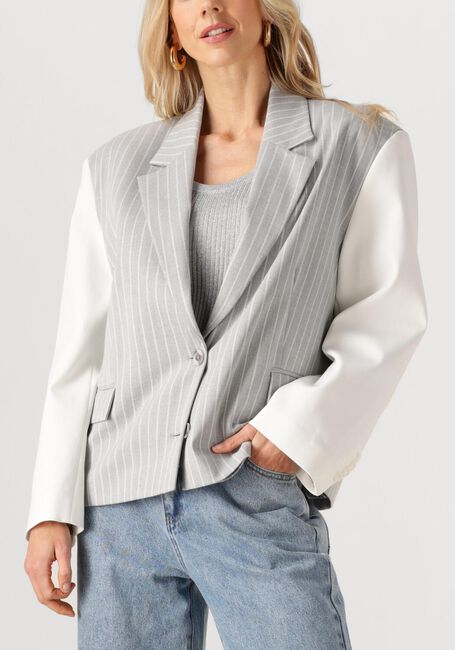 Grijze ALIX THE LABEL Blazer LADIES WOVEN PINSTRIPE CROPPED BLAZER - large