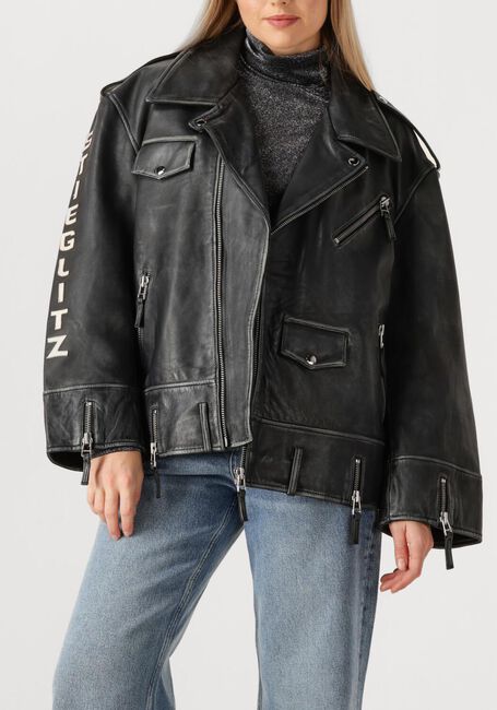 Zwarte STIEGLITZ Leren jas NICOLAS LEATHER JACKET - large