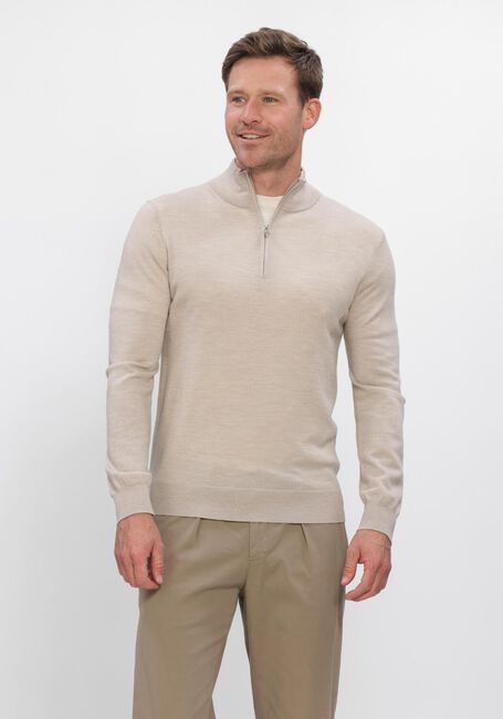 Beige PROFUOMO Trui PULLOVER HALF ZIP EXTRAFINE MERINO - large