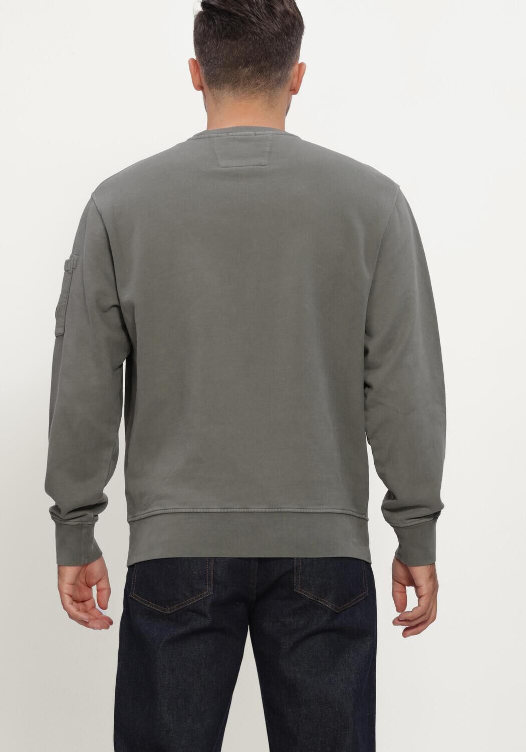 Lichtgrijze CP COMPANY Trui BRUSHED AND EMERIZED DIAGONAL FLEECE CREWNECK LENS SWEATSHIRT - large