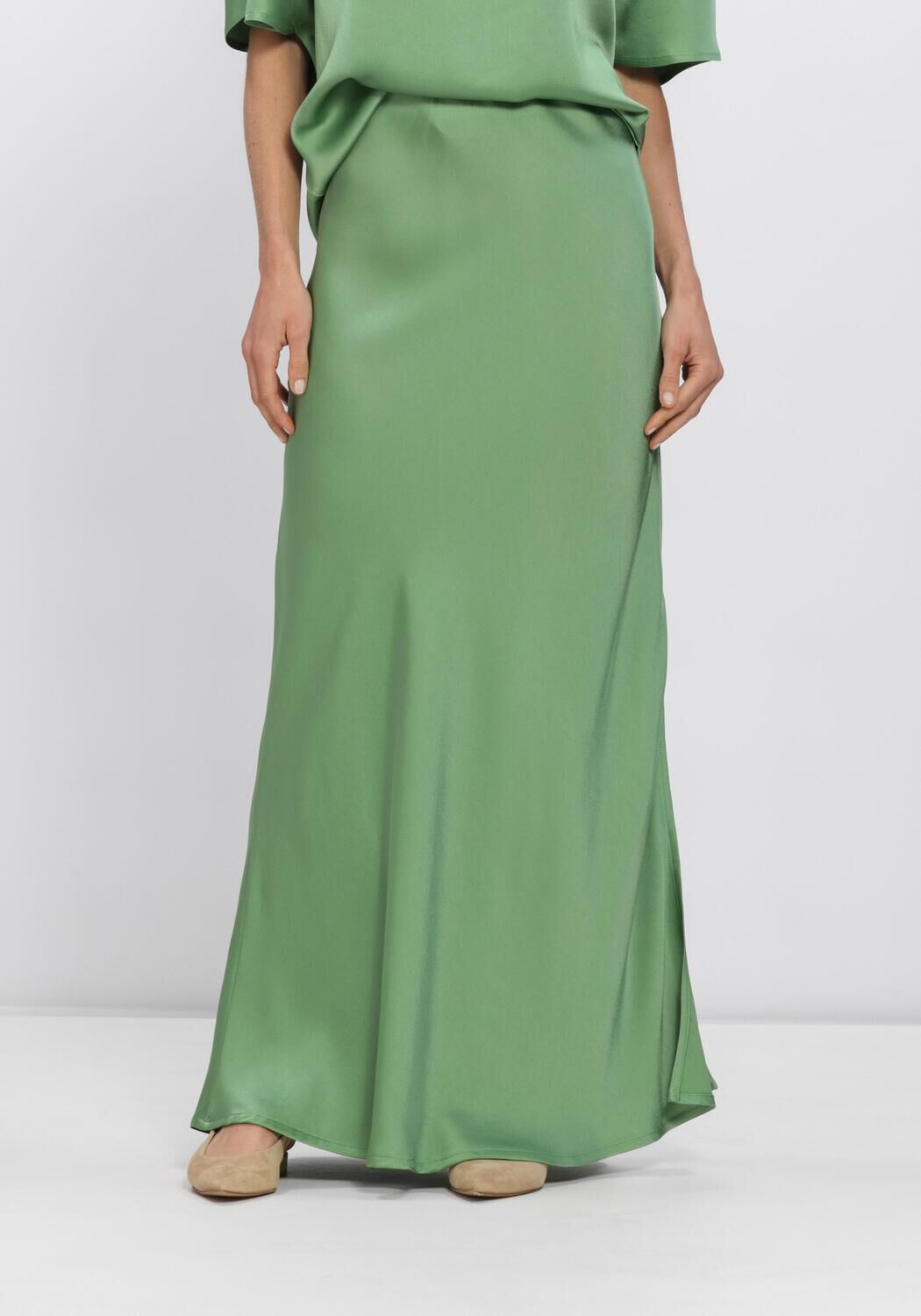 Groene SEA ME HAPPY Maxirok AYDA SKIRT SATIN CREPE - large