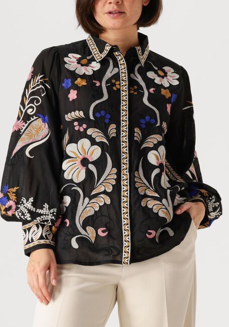 Zwarte SUMMUM Blouses BLOUSE EMBROIRERED VOILE - large