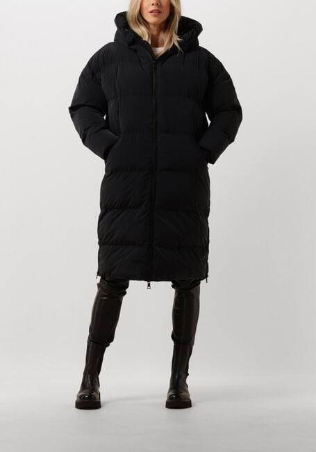 Zwarte BLONDE08 Gewatteerde jas LANG DOORGESTIKTE JAS - large